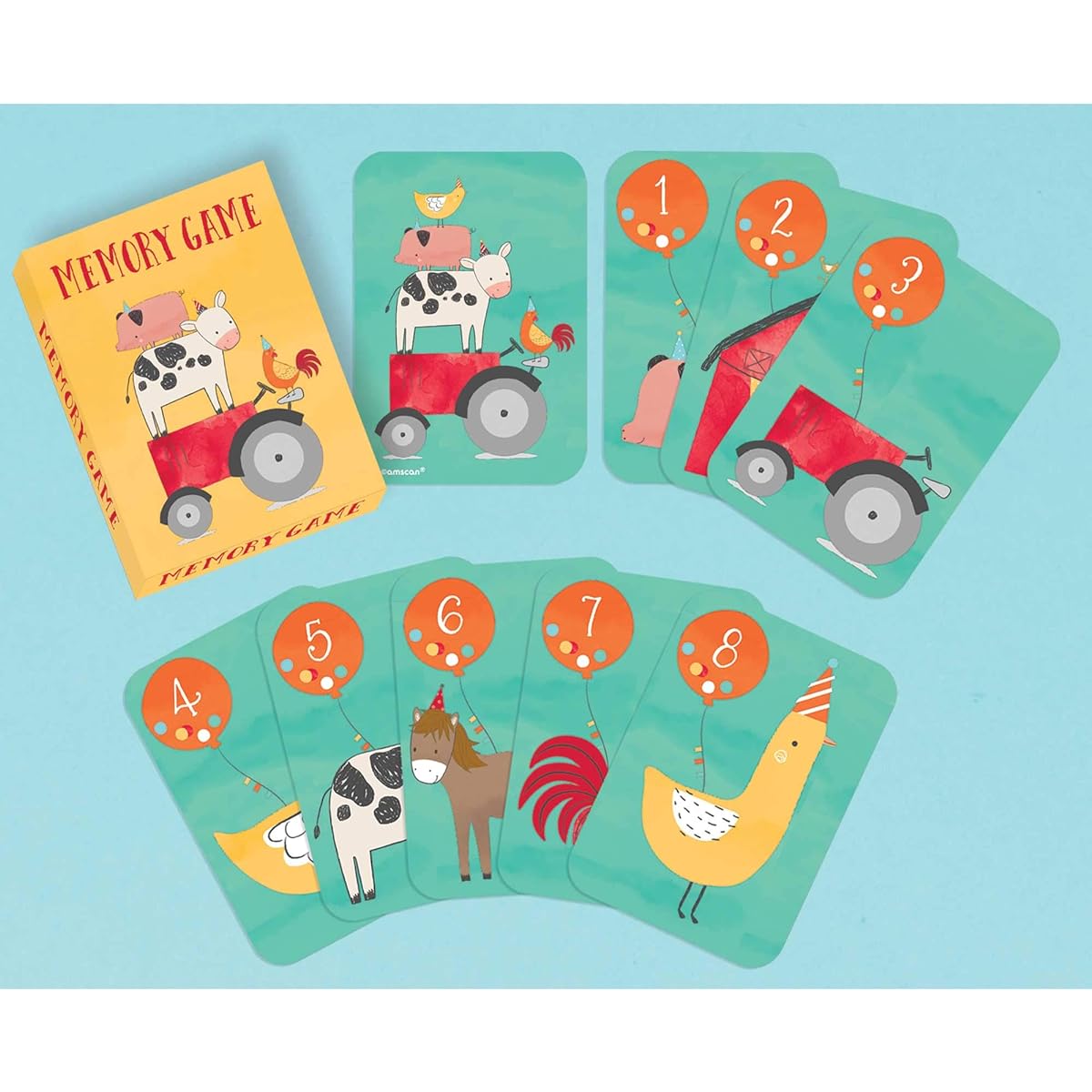 Barnyard Kids Memory Game Cards - 8 Cards