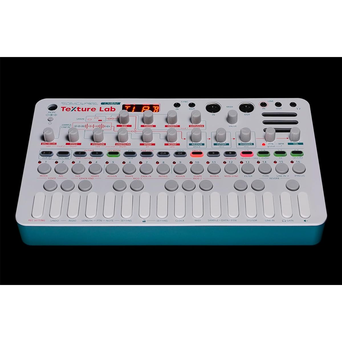 ONICWARE LIVEN Texture Lab [Granular Synthesizer/Effector] 4 voices, equipped with a majestic shimmer reverb that stacks reverberation layers over an octave, 128-step sequencer that can dynamically record each parameter, battery powered, built-in speaker
