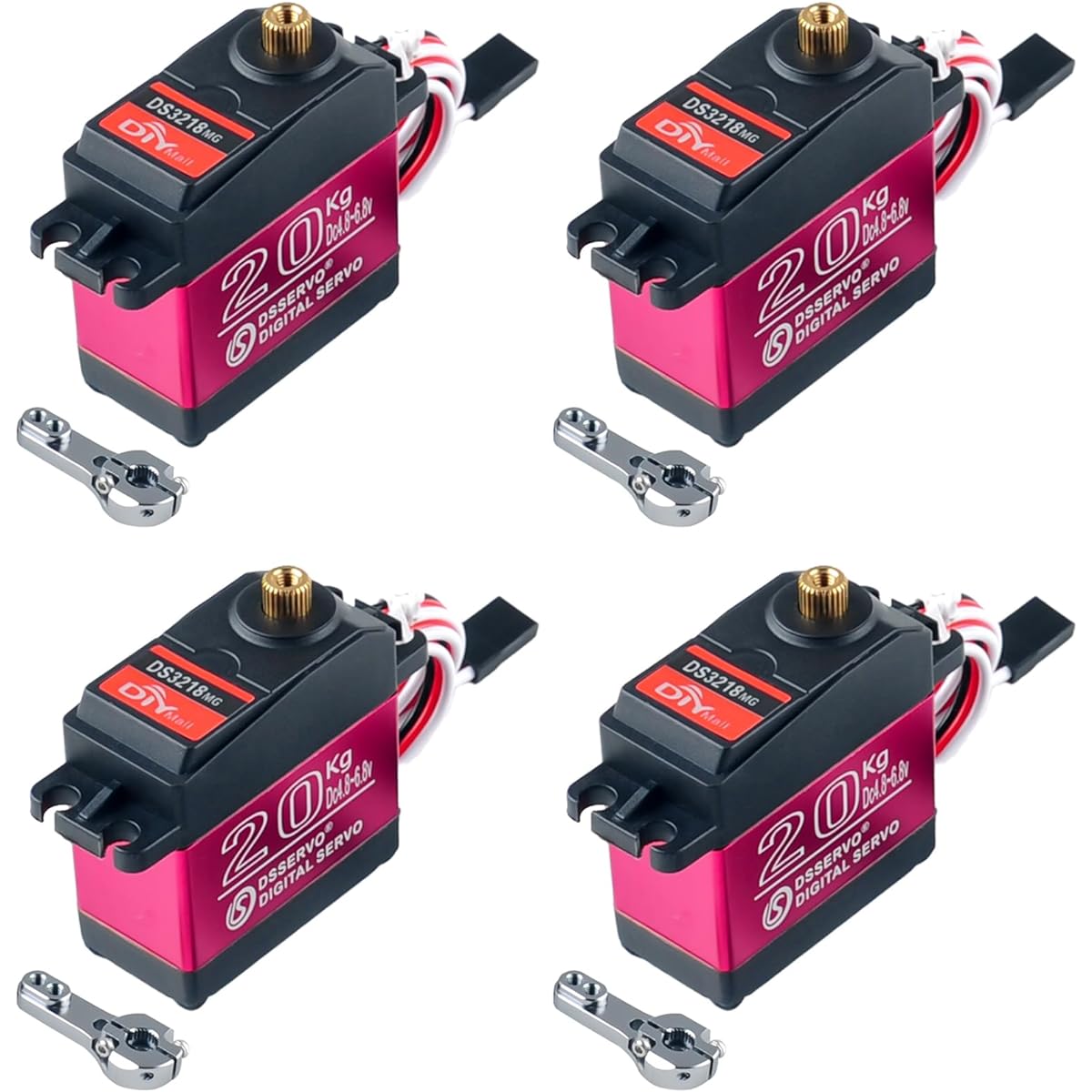 DS3218 High Torque Metal Gear Digital Servo Water Resistant RC Servo 20kg 270 Degree Rotation RC Toys DIY Model for Baja Cars (Pack of 4 Sets)