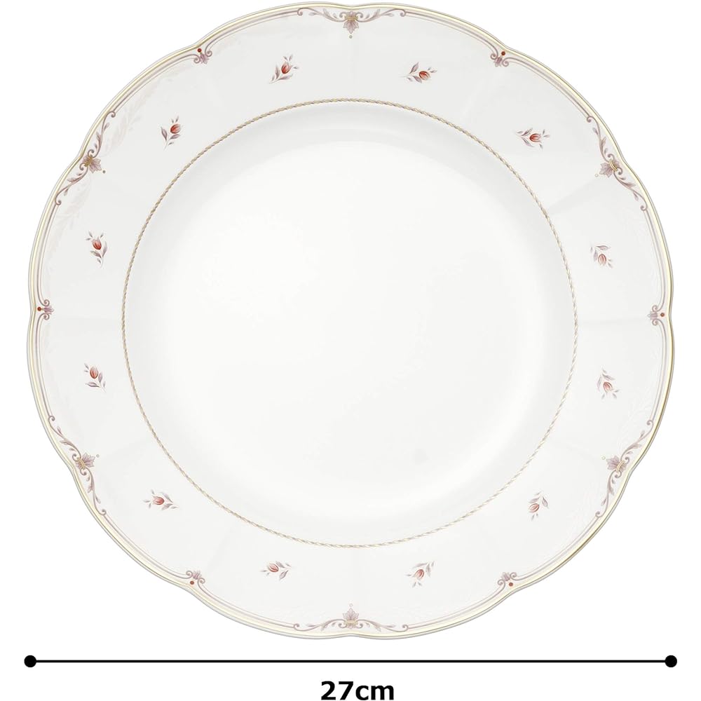 NARUMI Plate Dish Diane 27cm Red Cute Stylish Lotus Flower Dinner Made in Japan 50330-1120