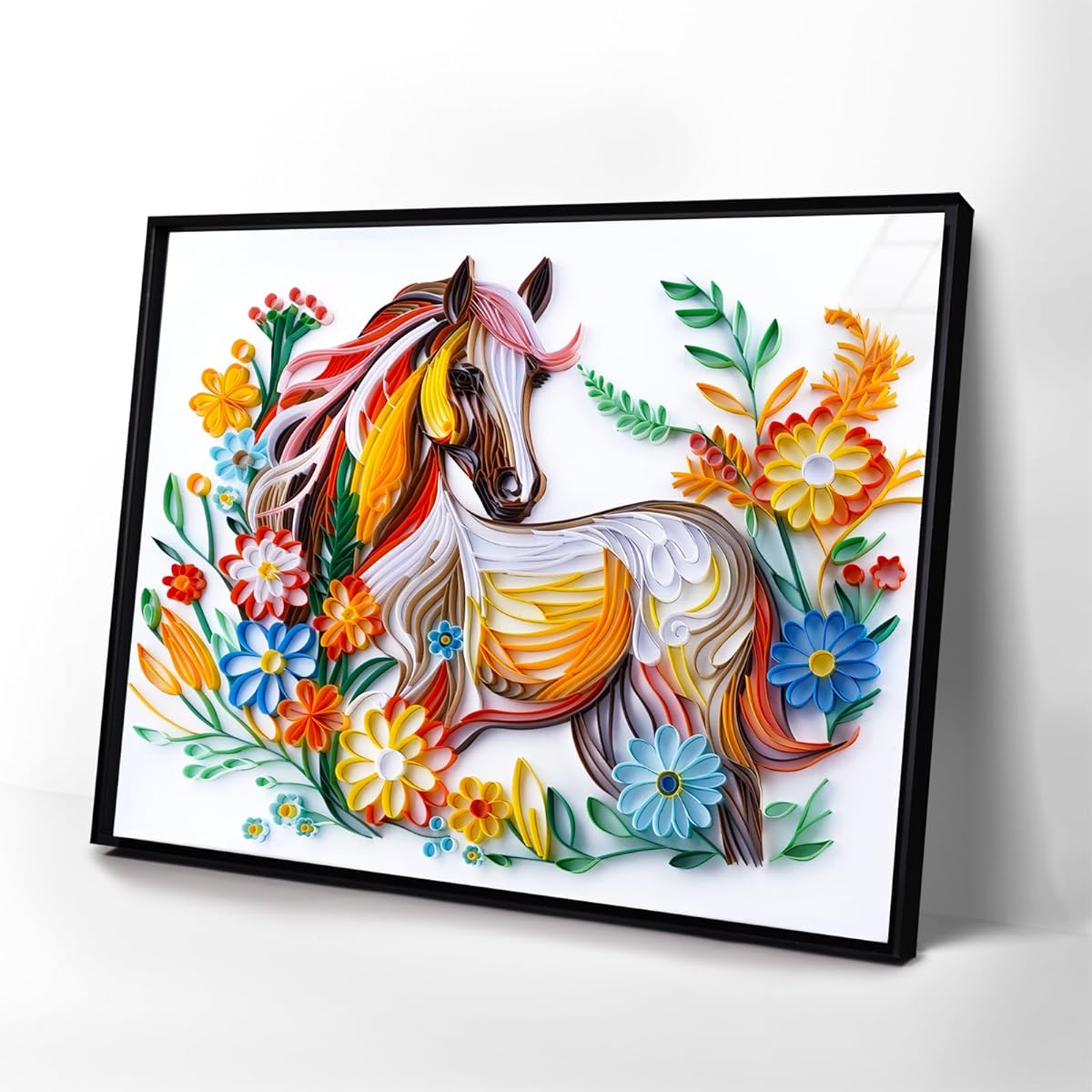 Uniquilling Quilling Kit, Paper Quilling Kit for Adults Beginners, 16*20inch Horse with Paper Quilling Tools & Manual, DIY Kit for Adults, Paper Filigree Painting Kit, Wall Art Decor