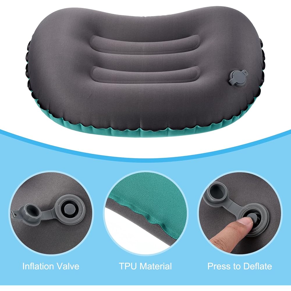PATIKIL 2pcs Inflatable Pillow Large 43 x 32 cm Ultralight Camping Travel Pillow Desk Rest Cushion Sleeping Pillow for Hiking Backpacking Office Teal Blue