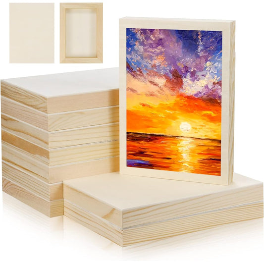 Bercoor 10 Pieces 5 x 7 Wood Panel Boards Unfinished Wood Canvas Painting Art Pouring Oil Acrylic