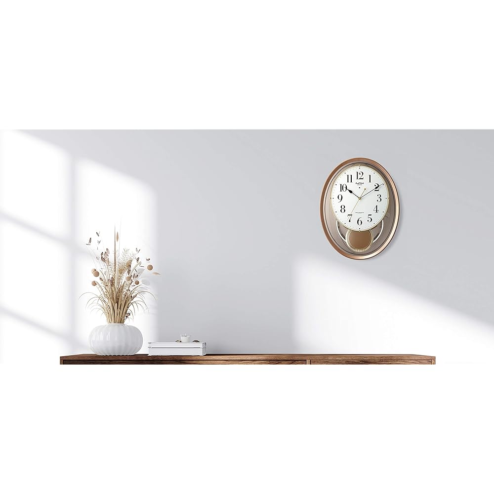 RHYTHM Wall Clock Radio Clock Creative Sound 18 Songs Melody Brown 41.5x32.5x7.6cm 4MN556RH06