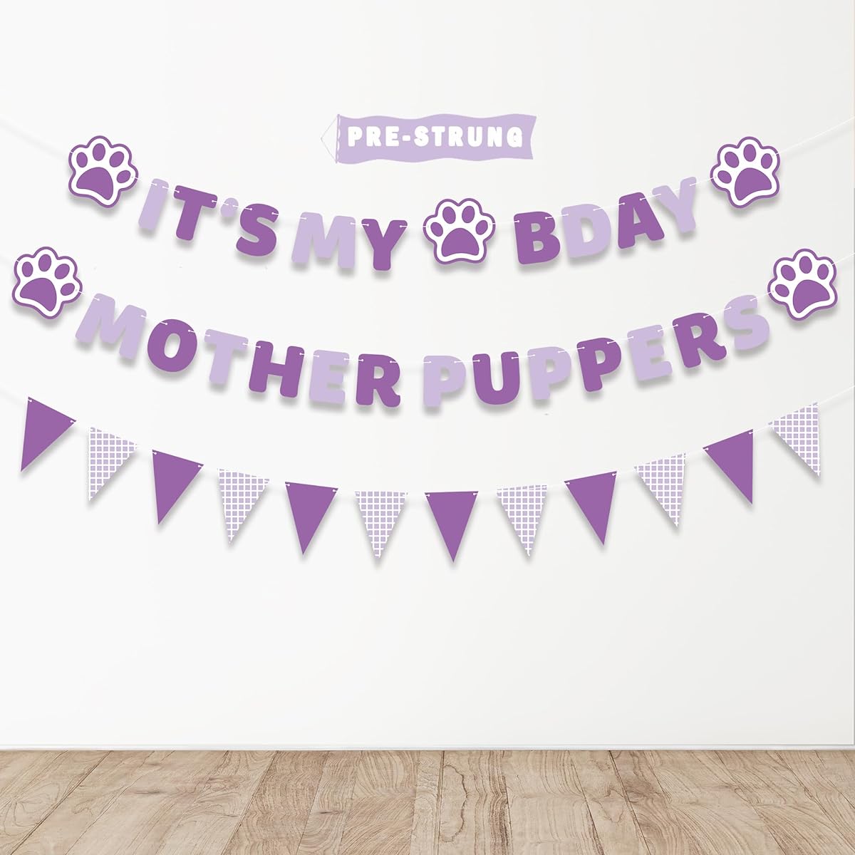 Dog Birthday Party Supplies It's My Bday Mother Puppers Banner Sign Purple Puppy Dog Paw Birthday Decoration Background Happy Birthday Decoration Pennant Banner Dog Boys Girls Vicycaty