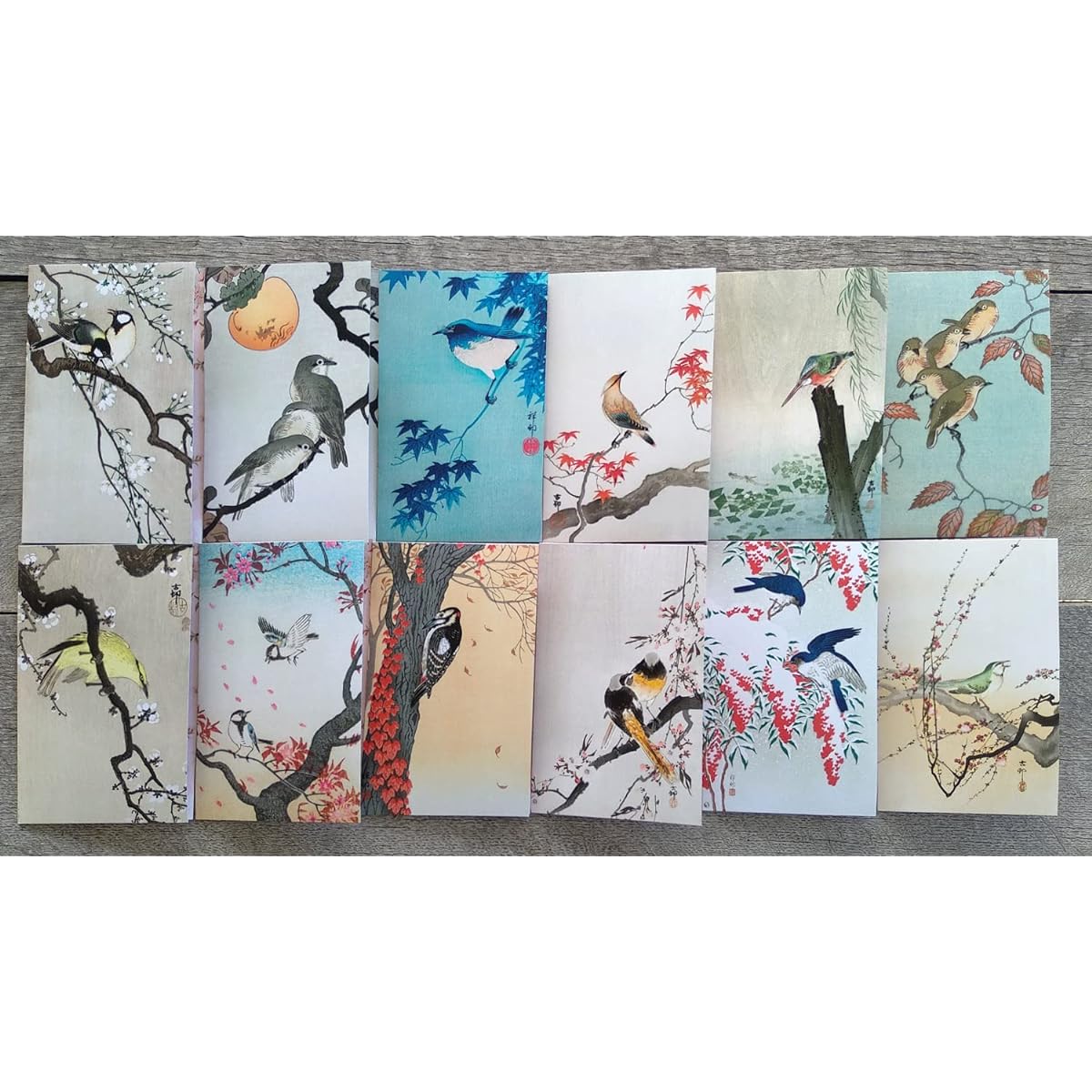 CROW AND RAVEN Greeting Cards 12pcs Large Folded Cards ~ KOSON OHARA Antique Japanese Woodblock Print Vintage Art Painting Nature Shinhanga Bird Wild Bird