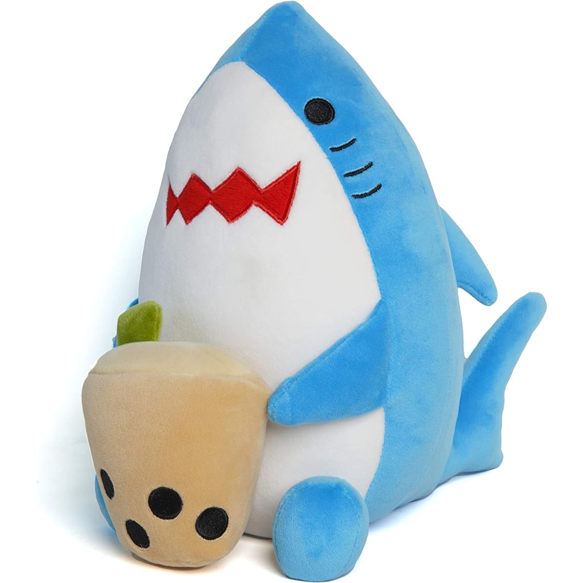 Avocatt Boba Shark Plush Toy - 9" Stuffed Shark Toy - Huggable Cute Japanese Anime Style Gift - Iced Bubble Milk Tea Shark Gifts for Boys and Girls