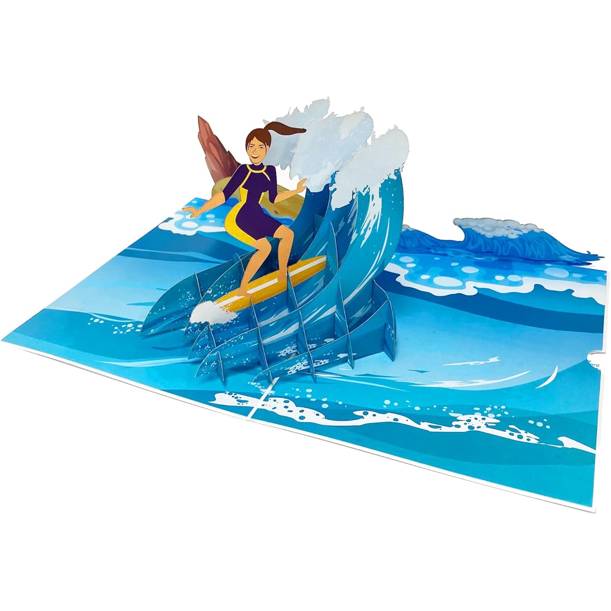 Surfer Pop Up Birthday Card (Girl) - Surfing Ocean Happy Birthday Special Occasion Retirement Graduation Friendship Anniversary Cards Unique Gifts for Girlfriend Wife Woman Female | Pop Card Express