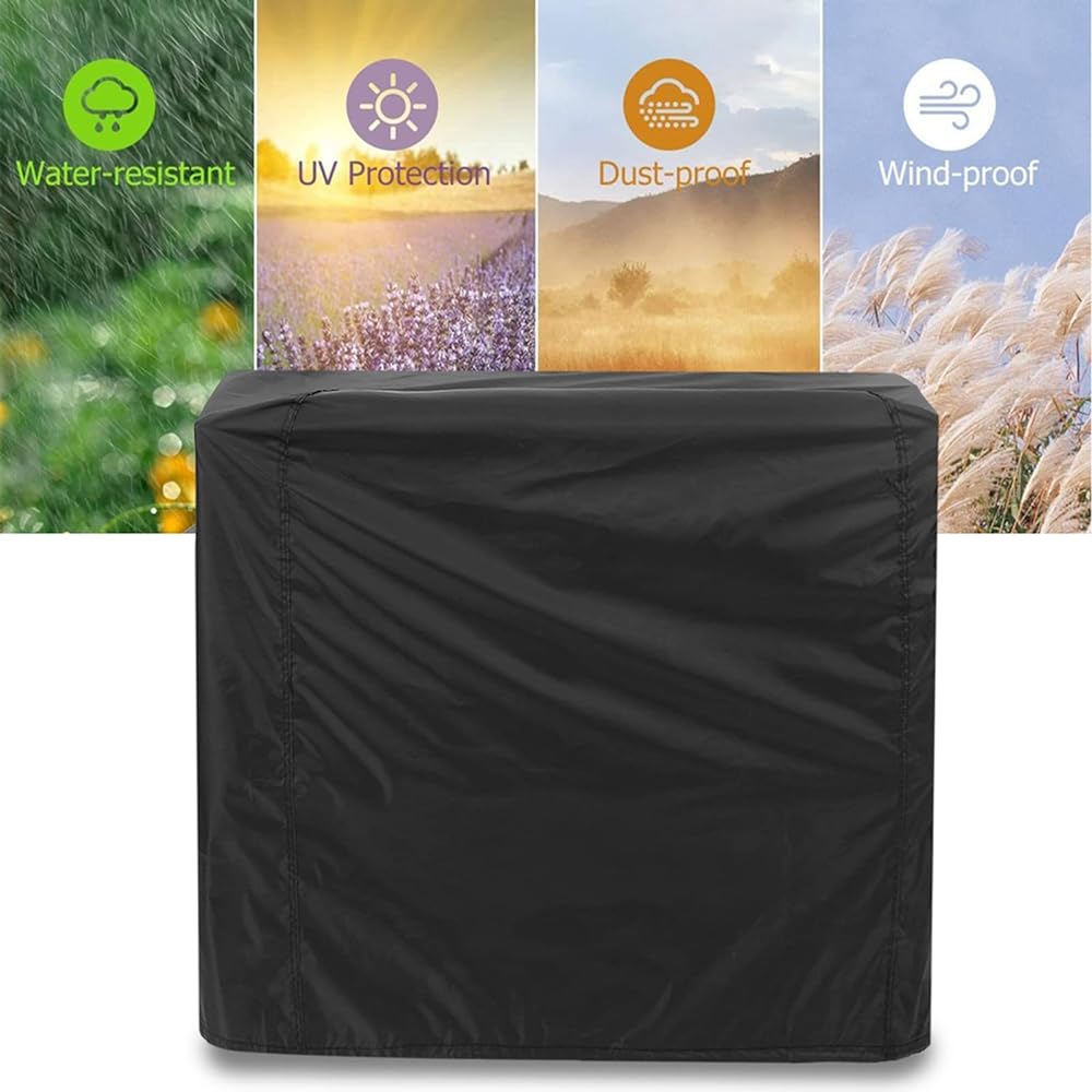 BBQ Dustproof Cover, BBQ Stove Cover, Grill Waterproof Cover with PU Coating, Polyester Material Fire pit Cover, Black Grill Protective Cover with Storage Bag for Outdoor Garden Camping (145x61x117cm)