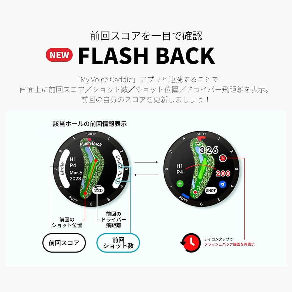 [Voice Caddy] T-Ultra T-Ultra Watch-type Golf Navigation Black/White Flashback Function Green Height Difference Display Three Point Distance Display Course Layout (Black)