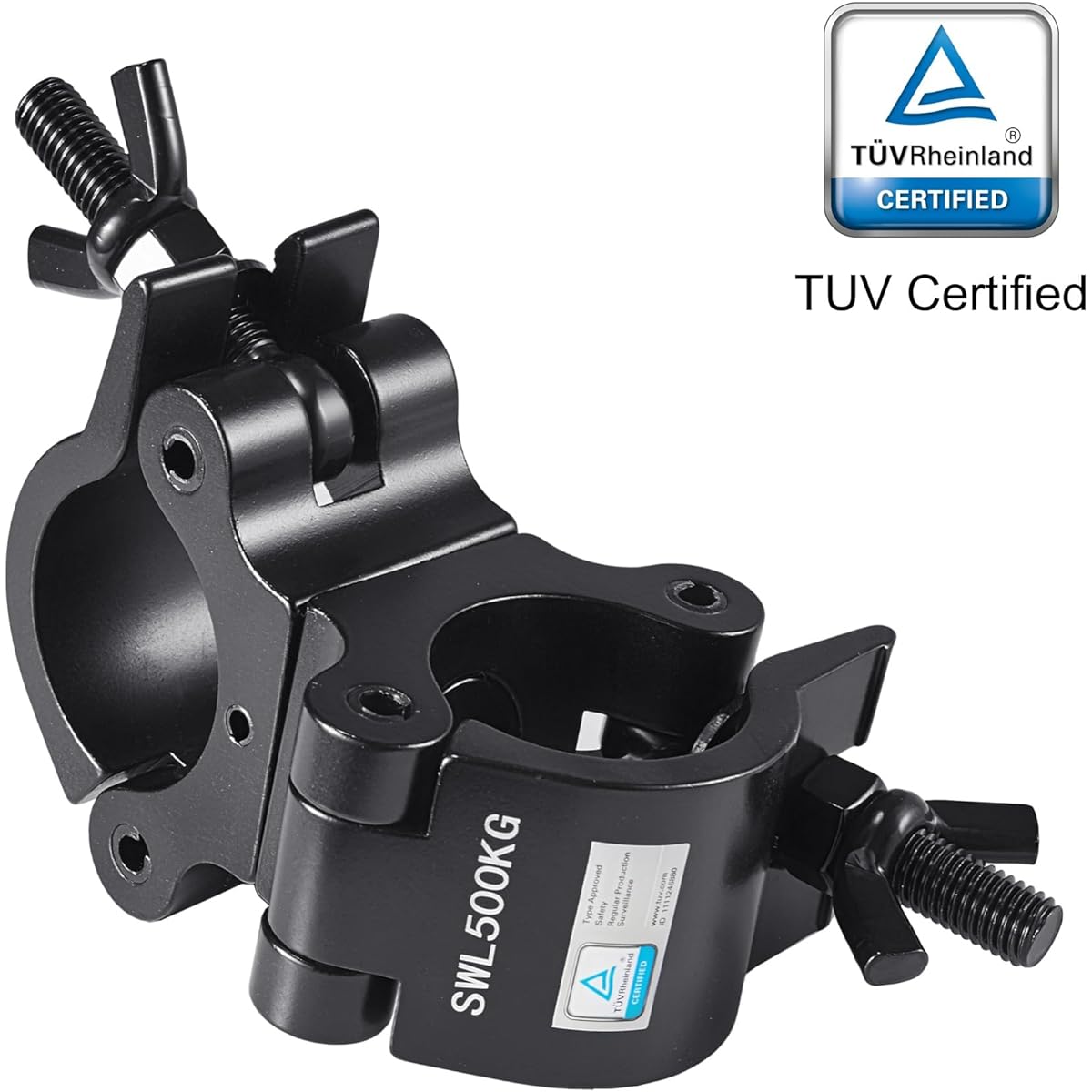 TUV Pro Swivel Truss Clamp Black 2" Pack of 2 Rualin Heavy Duty 500kg Swivel Coupler 50mm Truss Clamp Dual Head Rotation as Needed 2 Pieces 360 Degree Lighting Clamps Truss OD 48-52mm / 2"