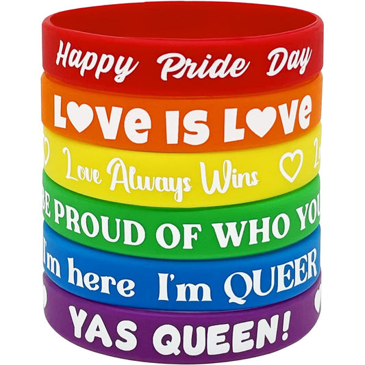 36 Pieces Pride Day Rainbow Bracelets Wristbands Party Favors – Love Gay LGBT Parade Supplies Decorations