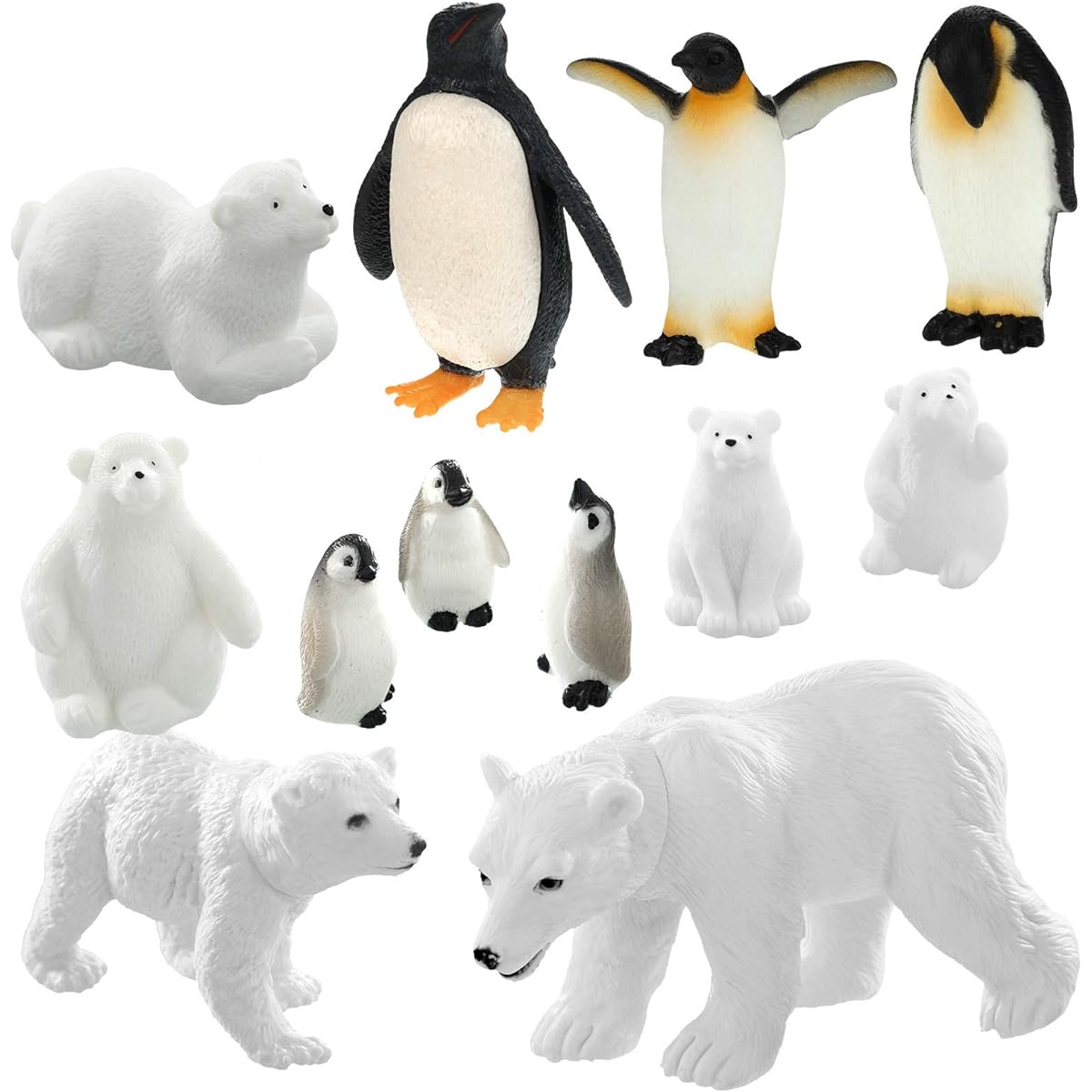 12 Piece Realistic Polar Animal Figures Arctic Toys Polar Animal Figure Set 6 Piece Polar Bear Figurine 6 Piece Emperor Penguin Family Figures Birthday Party Favors