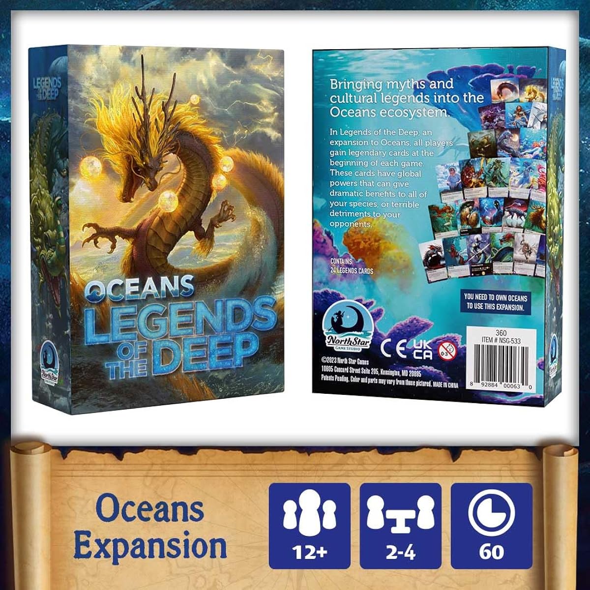 North Star Games - Oceans: Legends of the Deep Expansion - Evolution: Oceans - Strategy Board Game for Families, Teens and Adults - Adapt to Survive!