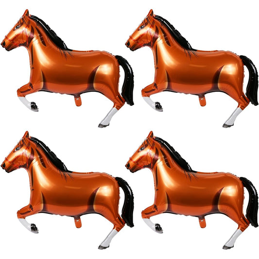4pcs 41inch Large Horse Balloons Horse Shape Balloons Horse Shape Balloons Horse Theme Party Balloons Horse Theme Decorations for Birthday Baby Shower Cowboy Party Supplies Brown