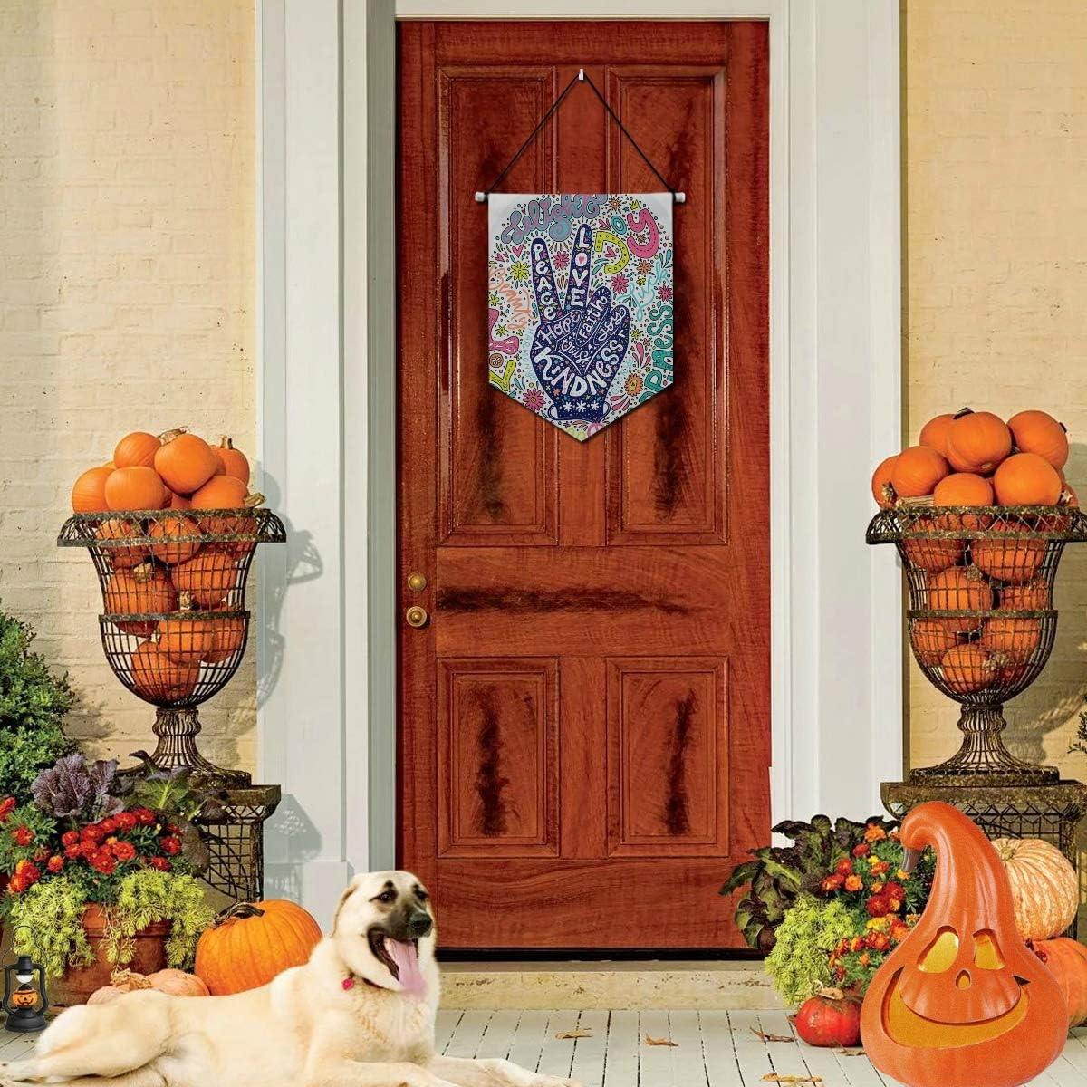 ALAZA Door Decorations Floral Peace Gesture Banner Sign Door Hanging Wall Decor 13 x 17 Inch