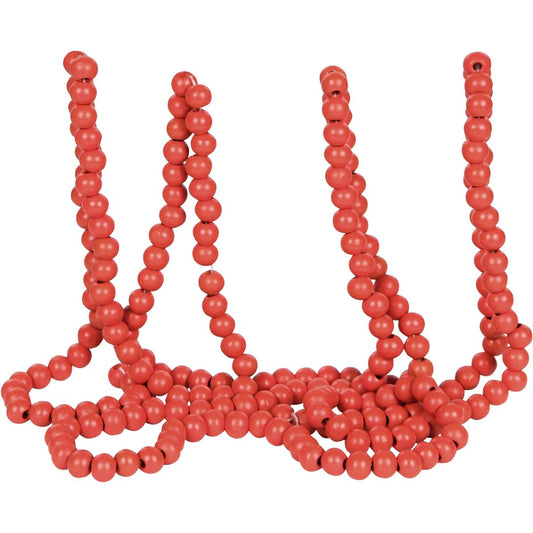 Vintage Style Matte Orange Wood Bead Garland - Christmas Tree or Fall Holiday Decorations 9ft