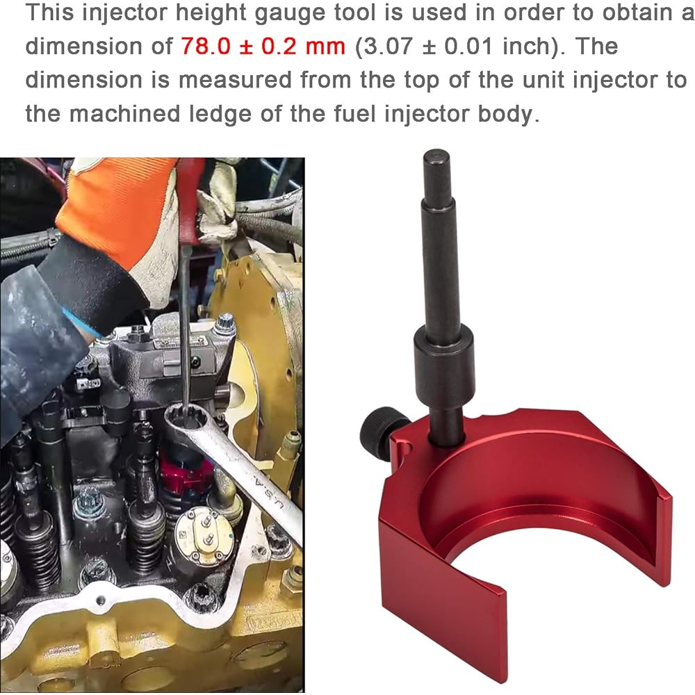 9U-7227 Injector Height Adjustment Gauge Tool for CAT Caterpillar 3406E, C-15, C-16 (Red)