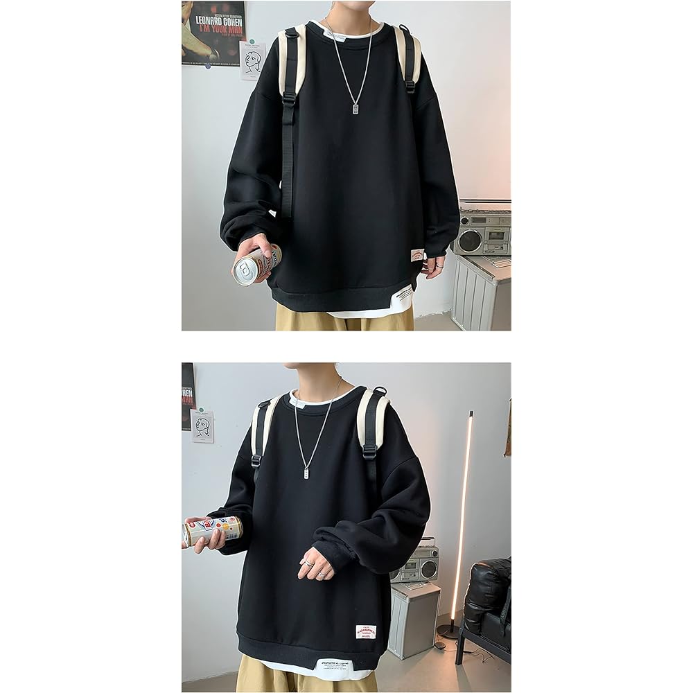 [foveitaa] Men's Sweatshirt, Oversized, Plain, Popular, Pullover Sweatshirt Top, Casual, Stylish, Simple, Stylish, Drop Shoulder, Loose, Hoodie, Unisex, Spring/Autumn Clothes
