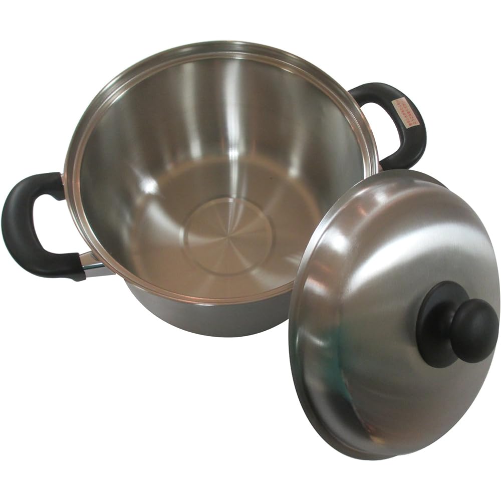 Wahei Freize Deep Two-Handed Pot 22cm Enzo IH Compatible Three Layer Steel EM-8125 Silver