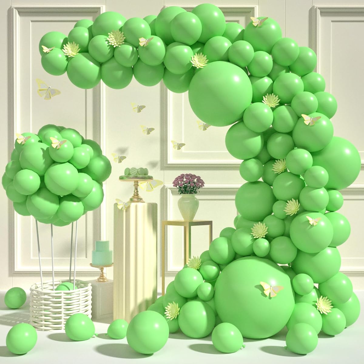 CUTEUP Lime Green Balloons Garland Arch Kit - 154pcs 5/10/12/18inch Different Size Premium Party Latex Balloons, Perfect for Birthday Party, Baby Shower, Wedding Anniversary Decorations