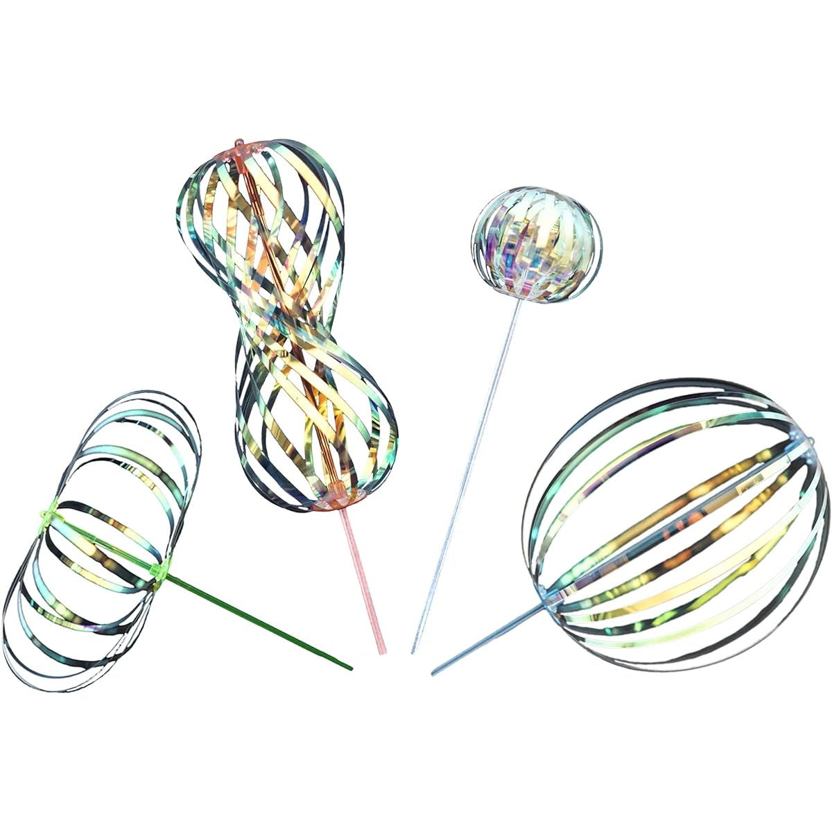 SENSORY4U Rainbow Twirler Sticks - 4 Pack - Magic Party Bubble Wands - Spin Swirl Dazzle - Fun Addictive Party Favors