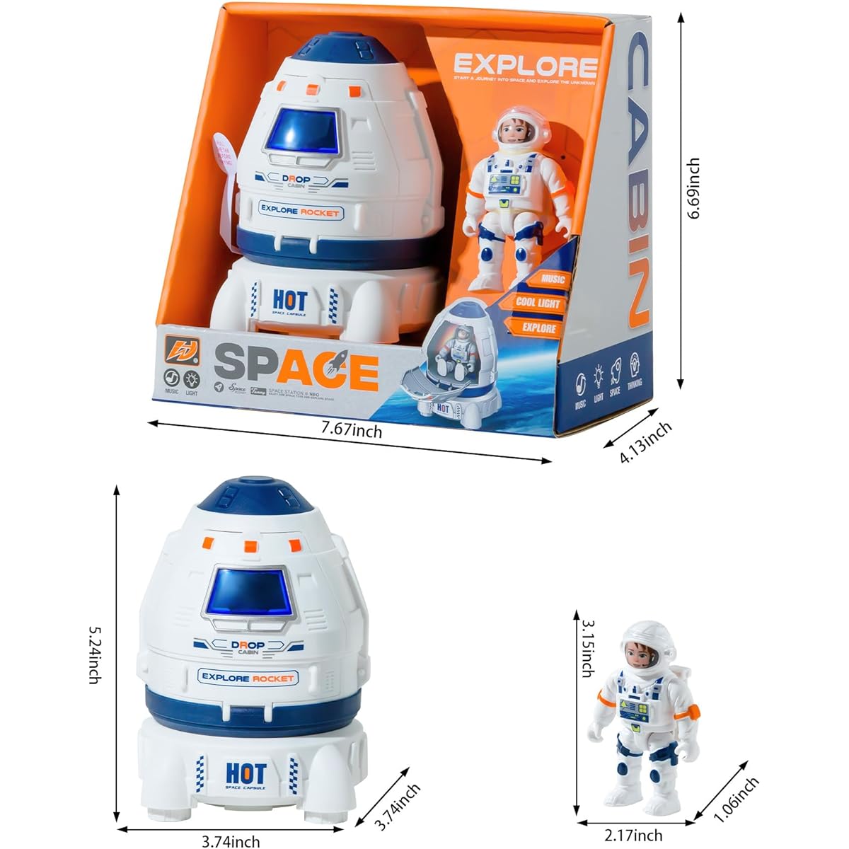 Wbzle Space Toy - Space Capsule Toy for Kids with Lights and Sounds - Spaceship Toy, Space Themed Toy, Fun Toy for Space Adventures, Great Gift for Kids Ages 3+