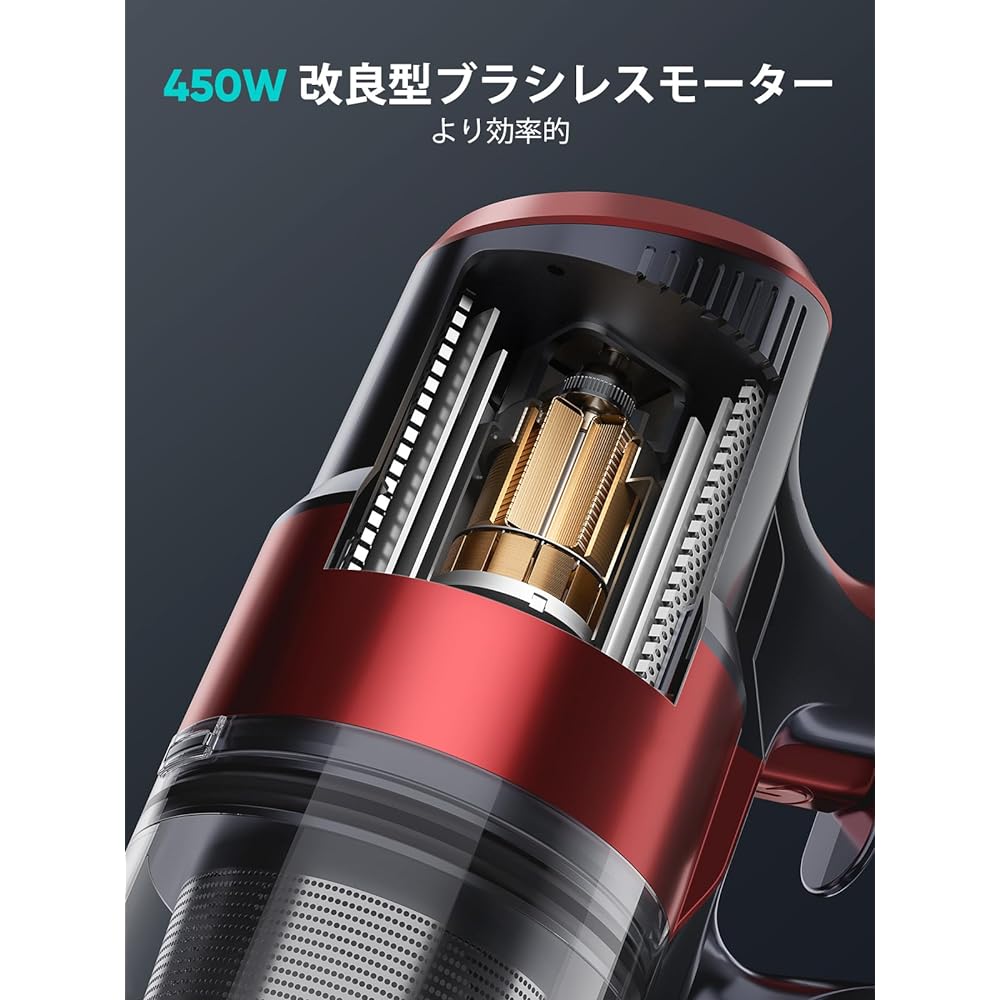 Cordless vacuum cleaner, 38000pa powerful suction, 55 minutes long run time, 450W, removable battery, vacuum cleaner, touch panel, telescopic pipe, LED lamp included, multiple filtration, 1.5L large capacity dust cup, various nozzles included, Japanese i
