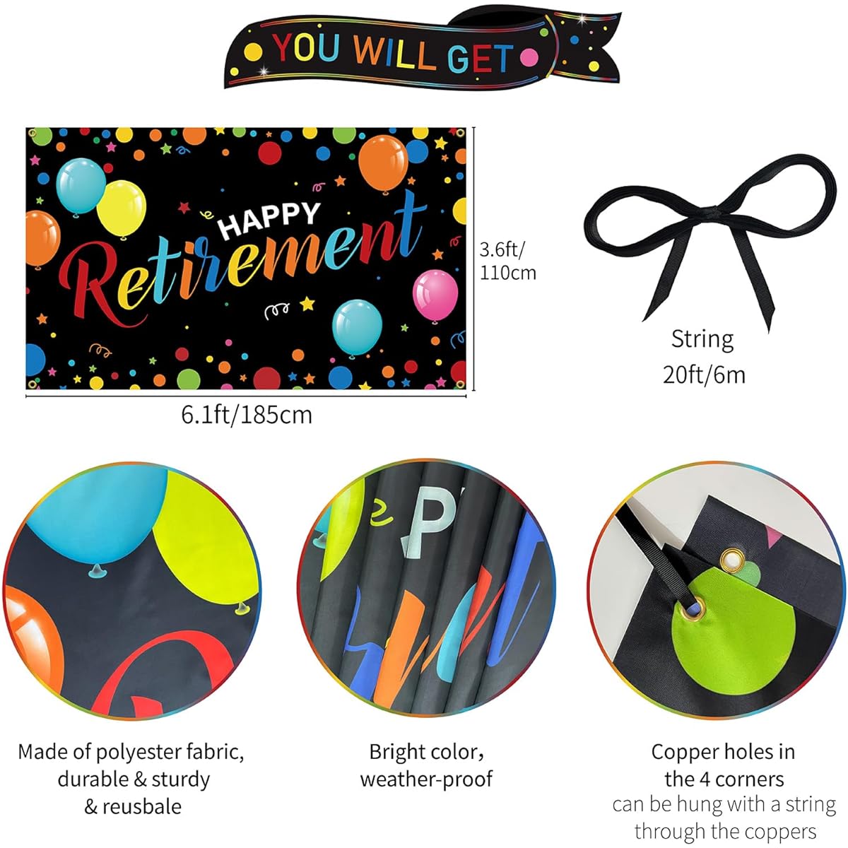 Happy Retirement Party Decor Retirement Banner Sign Photo Props Background Retirement Party Favors Women Men Teacher Retirement Farewell Decoration Gift Fabric Vicycaty