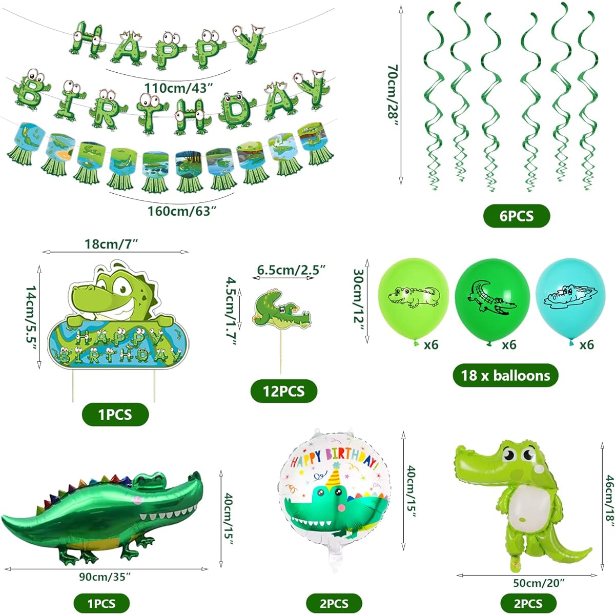 Forest Crocodile Themed Birthday Decorations Kids Creative Party Supplies Animal Birthday Party Supplies (B)