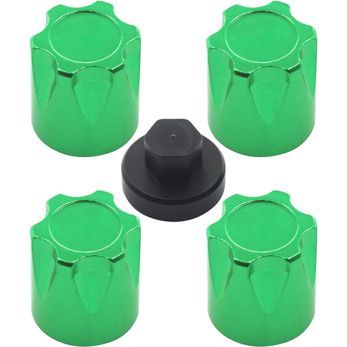 Share Goo 4pcs Aluminum RC M4 Wheel Nuts RC Car Dustproof Wheel Rim Center Cap Hub Compatible with Traxxas TRX4 Axial SCX10 90046 D90 Tamiya Redcat HPI 1/10 RC Crawler Car (Green)