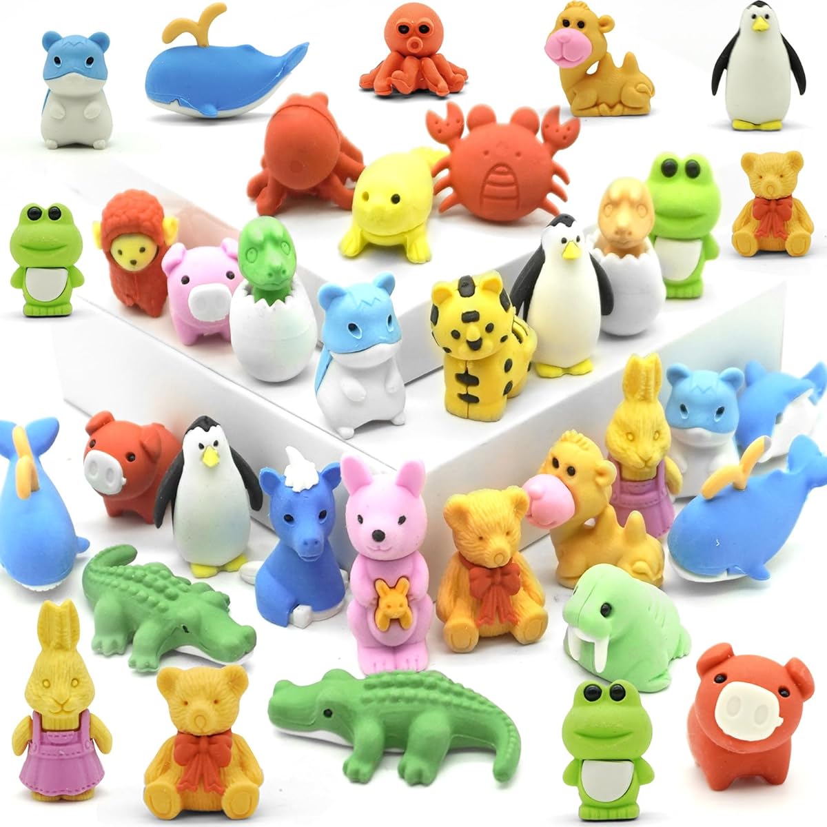 AILAMIDO 25pcs Animal Erasers for Kids, Assembled Erasers, Desk Pets, Puzzle Erasers for Kids, Kids/Classroom/Party/Favors/Classroom/Student/Prizes, Carnival Gifts, School Supplies