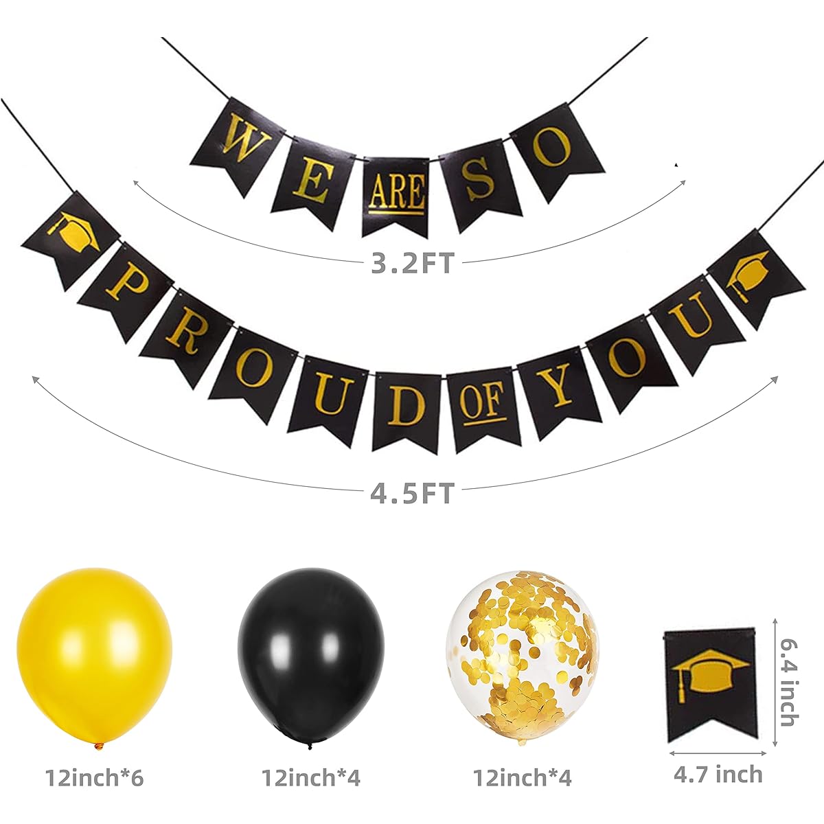 Hinggif We Are So Proud of You Banner Graduation Sign Graduation Party Decorations 2023 Black & Gold Banner Congratulations Banner Graduation Banner
