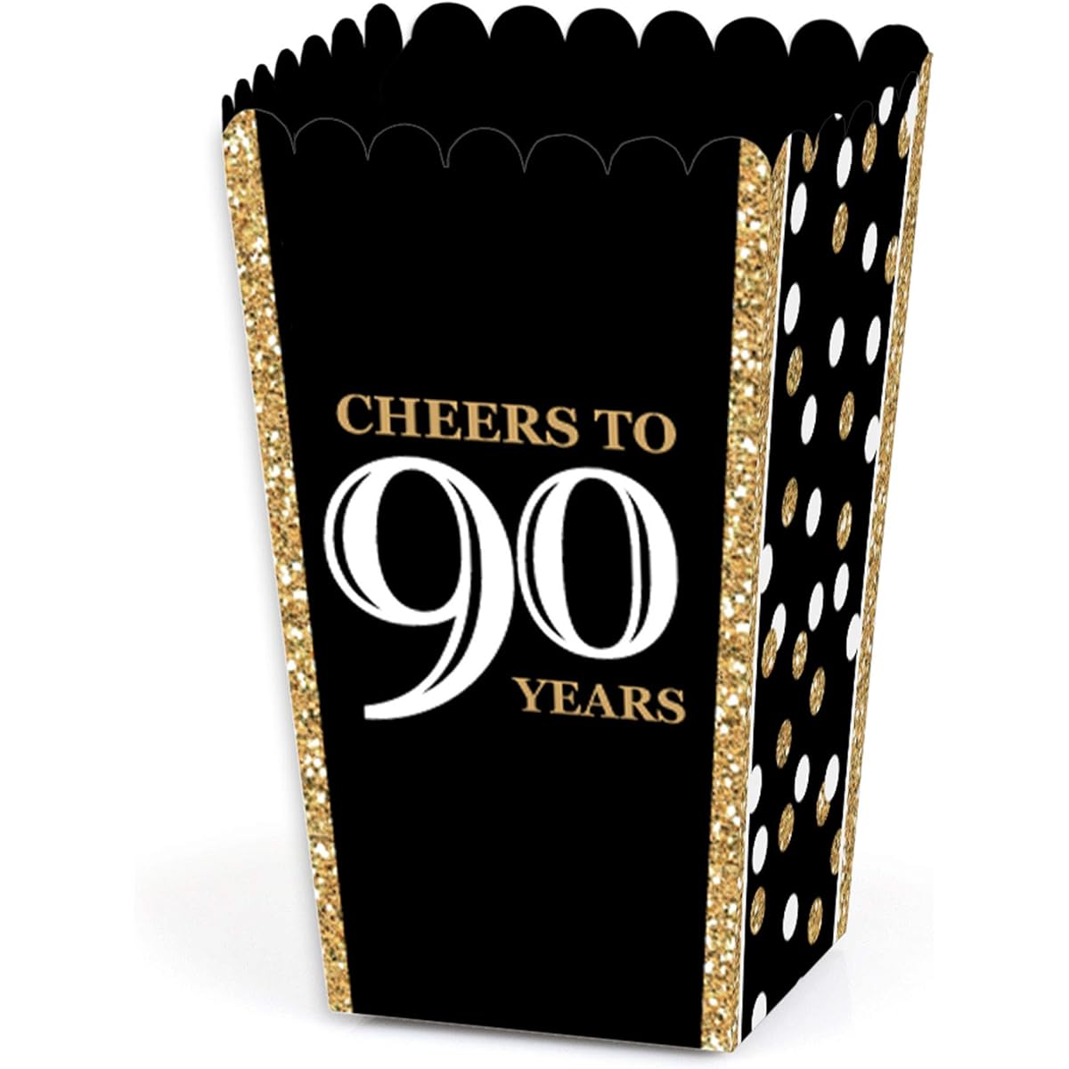 Adult 90th Birthday - Gold - Birthday Party Favour Popcorn Boxes - Set of 12
