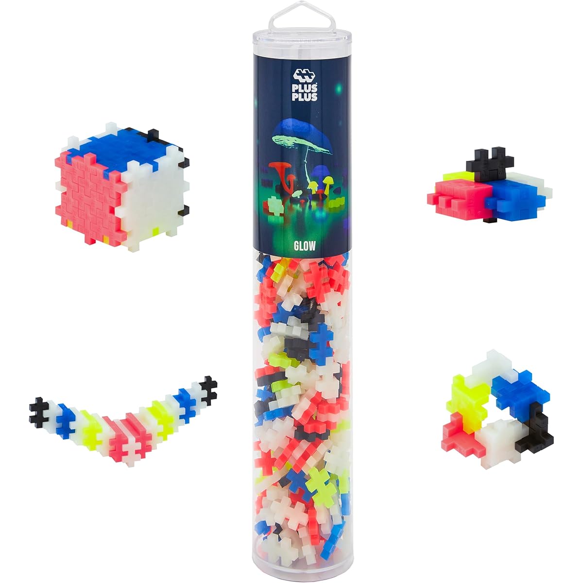 PLUS PLUS - Glow in the Dark Mix 240 Pieces - Construction Stem/Steam Toy Interlocking Mini Puzzle Blocks for Kids