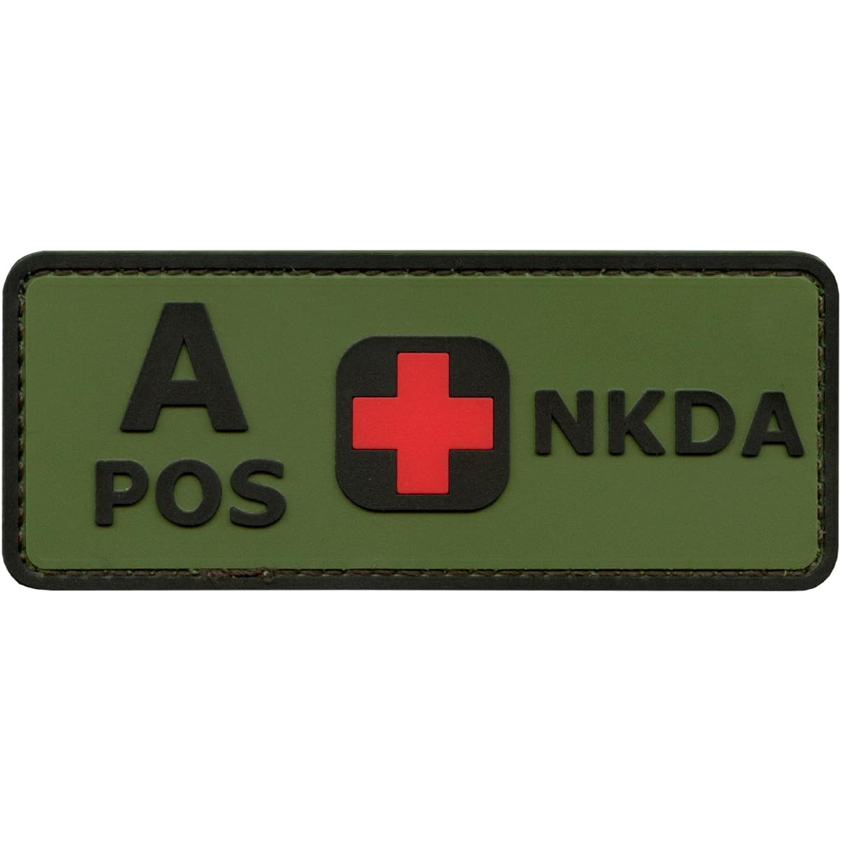 Olive Drab Green OD A POS Blood Type NKDA Combat Tactical PVC Rubber 3D Velcro Velcro Patch Patch