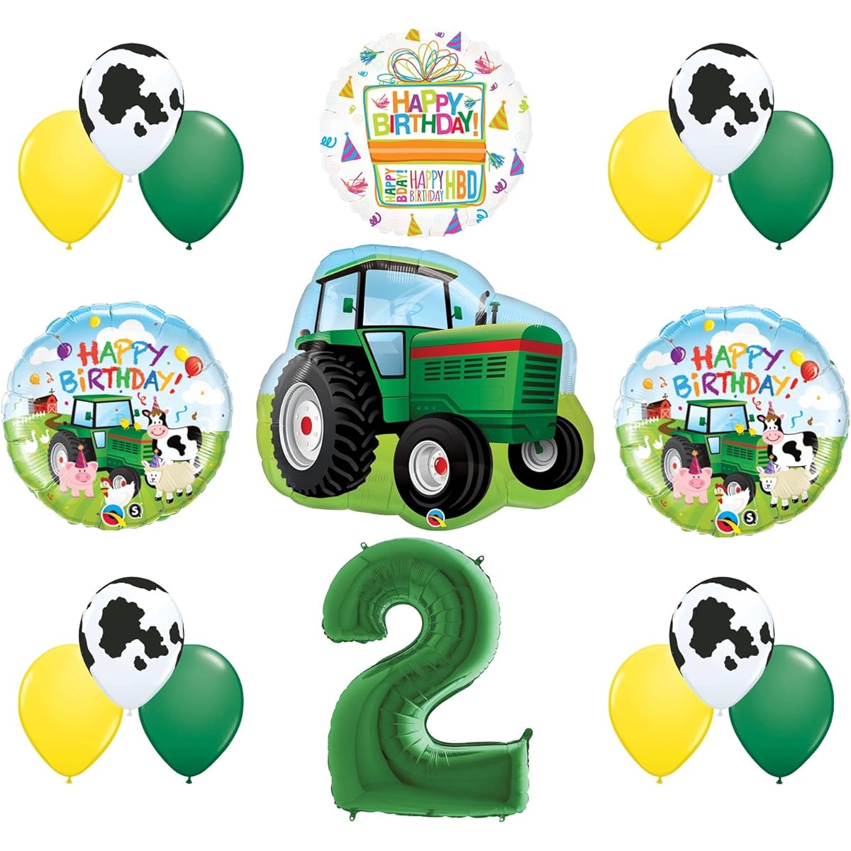 Mayflower Products 2nd Birthday Farm Tractor Balloon Bouquet Decorations and Party Supplies