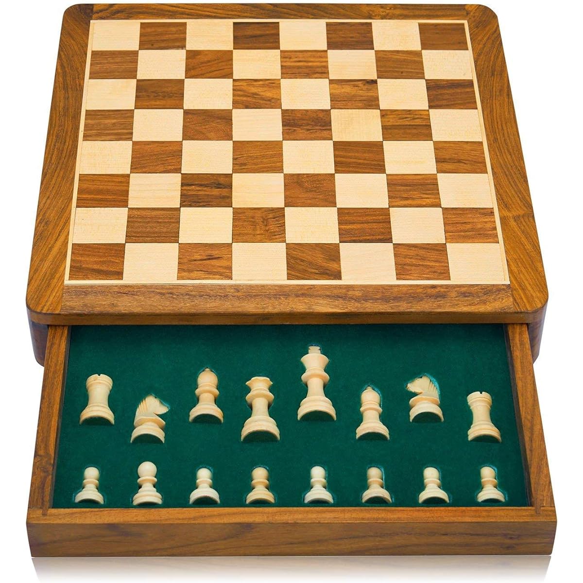 Fathers Day Gift Ideas 12 Inch Classic Wooden Chess Set With Magnetic Chess Board Handcrafted Felted Interiors For
