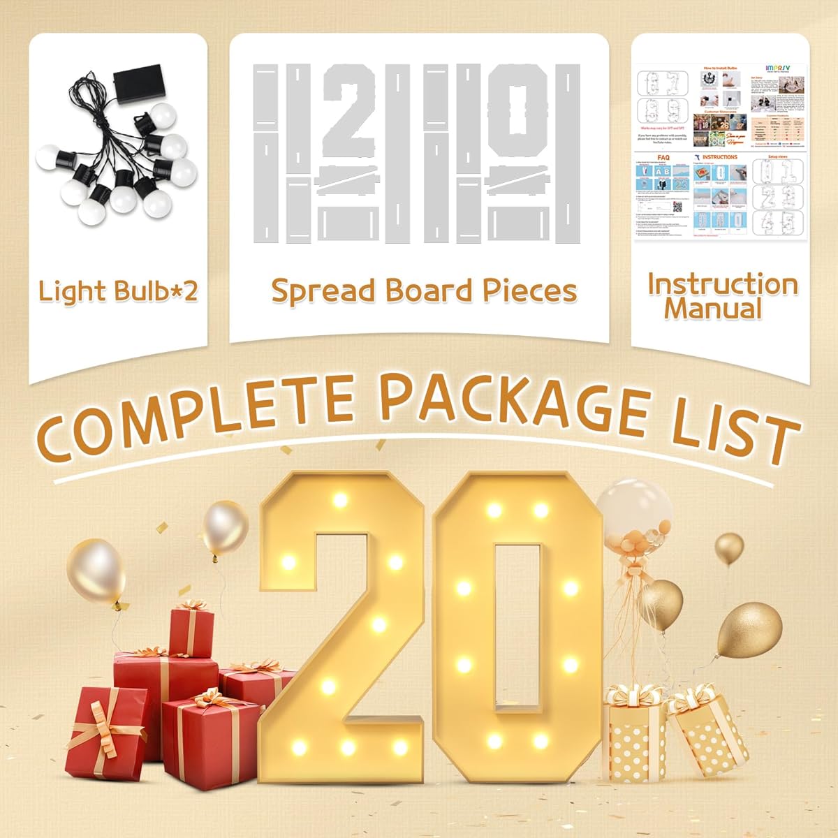 imprsv 3ft Marquee Light Up Number 20th Birthday Decorations DIY Marquee Numbers Birthday Decorations Party Decorations Birthday Party Decor Mosaic Number 20 Pre-Cut Foam Board Kit