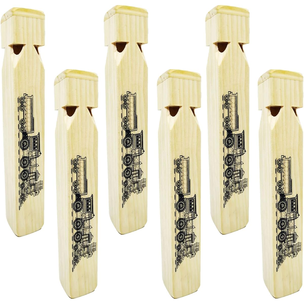 Fartime Wooden Train Whistle Musical Toy 6 Pieces (4 Tone)