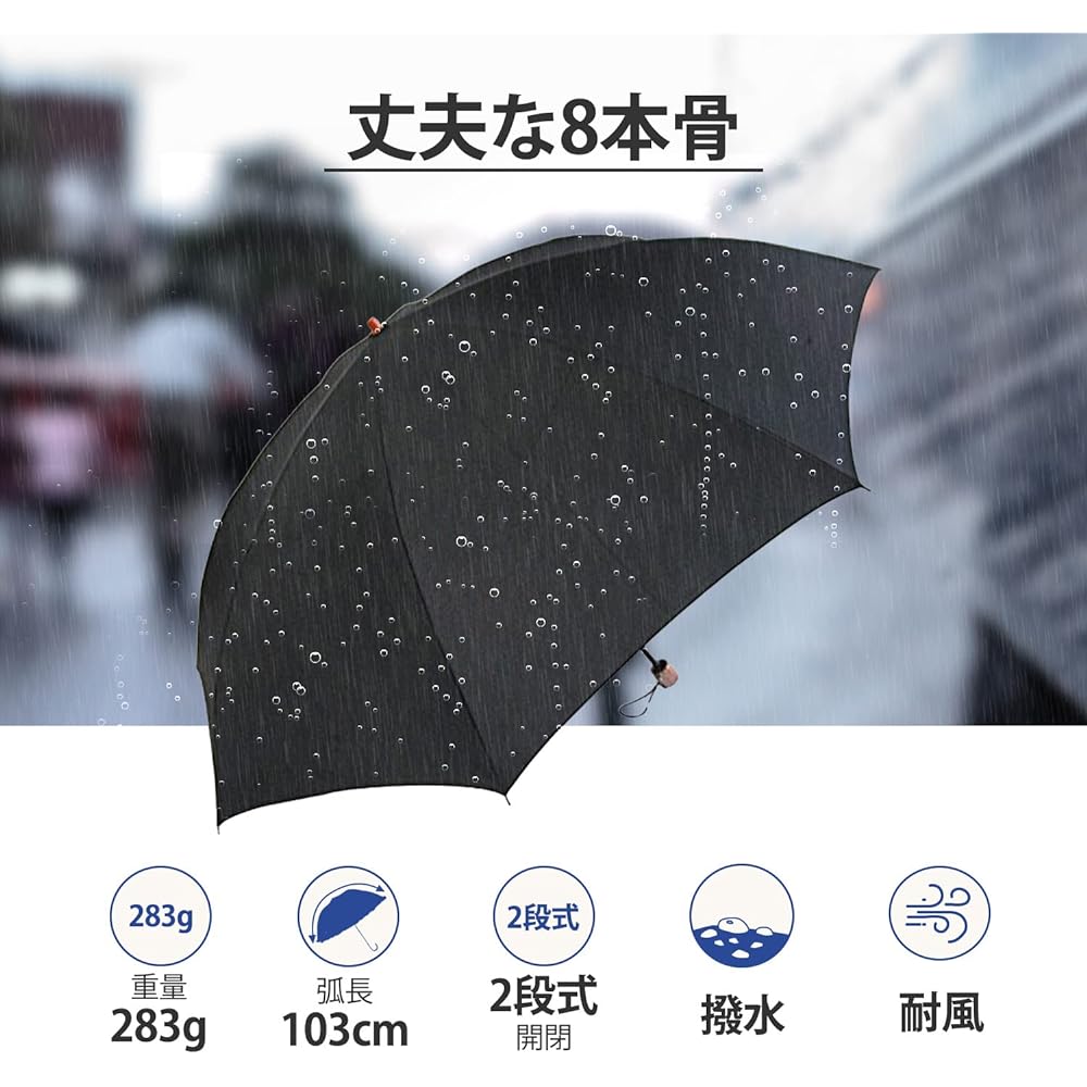 Okamoto Harajuku Store Durable 8 ribs Traditional 2-tiered 60cm folding umbrella L size