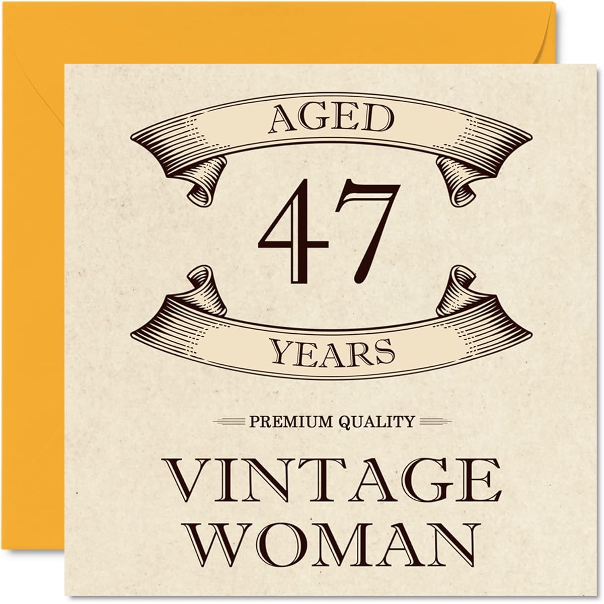 Vintage 47th Birthday Card for Women - 47 Years Old - Fun Birthday Card for Mom, Sister, Wife, Girlfriend, Cousin, Auntie, 5.7 x 5.7 Inch Ladies Greeting Card 47th Birthday Card