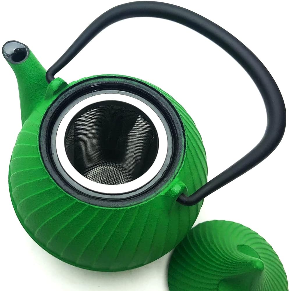 Nanbu Ironware Teapot: Ichichudo Teapot Tsubomi 0.4L Green W13xD11xH17.5(cm)