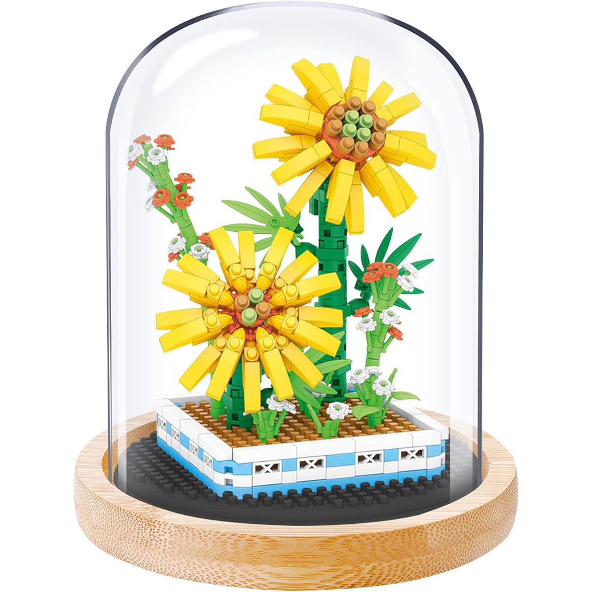 CASMAN Mini Building Blocks Model Creative DIY Particle Sunflower Flower Plant Collection Construction Bonsai Tree Toys for Adults Building Blocks Gifts (Not Compatible with Lego Sets)