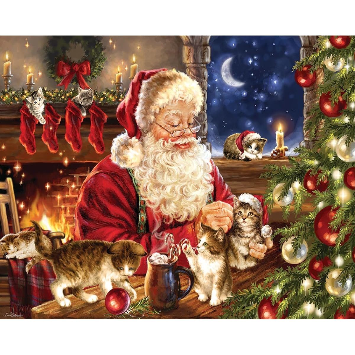 Springbok 1000 Piece Jigsaw Puzzle Christmas Kittens - Made in the USA 1000 Multi
