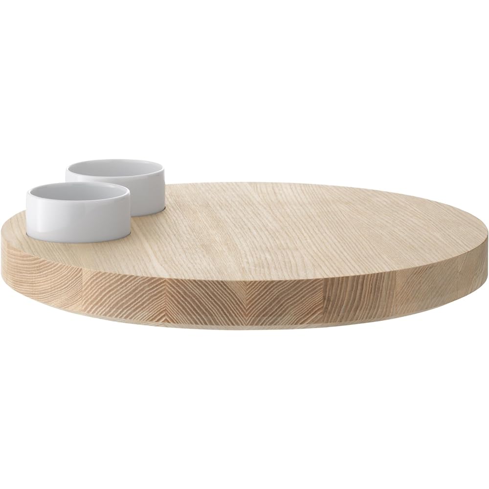 LSA Serving Platter & Wood Tray White Diameter 29cm LOTTA P204-02-517