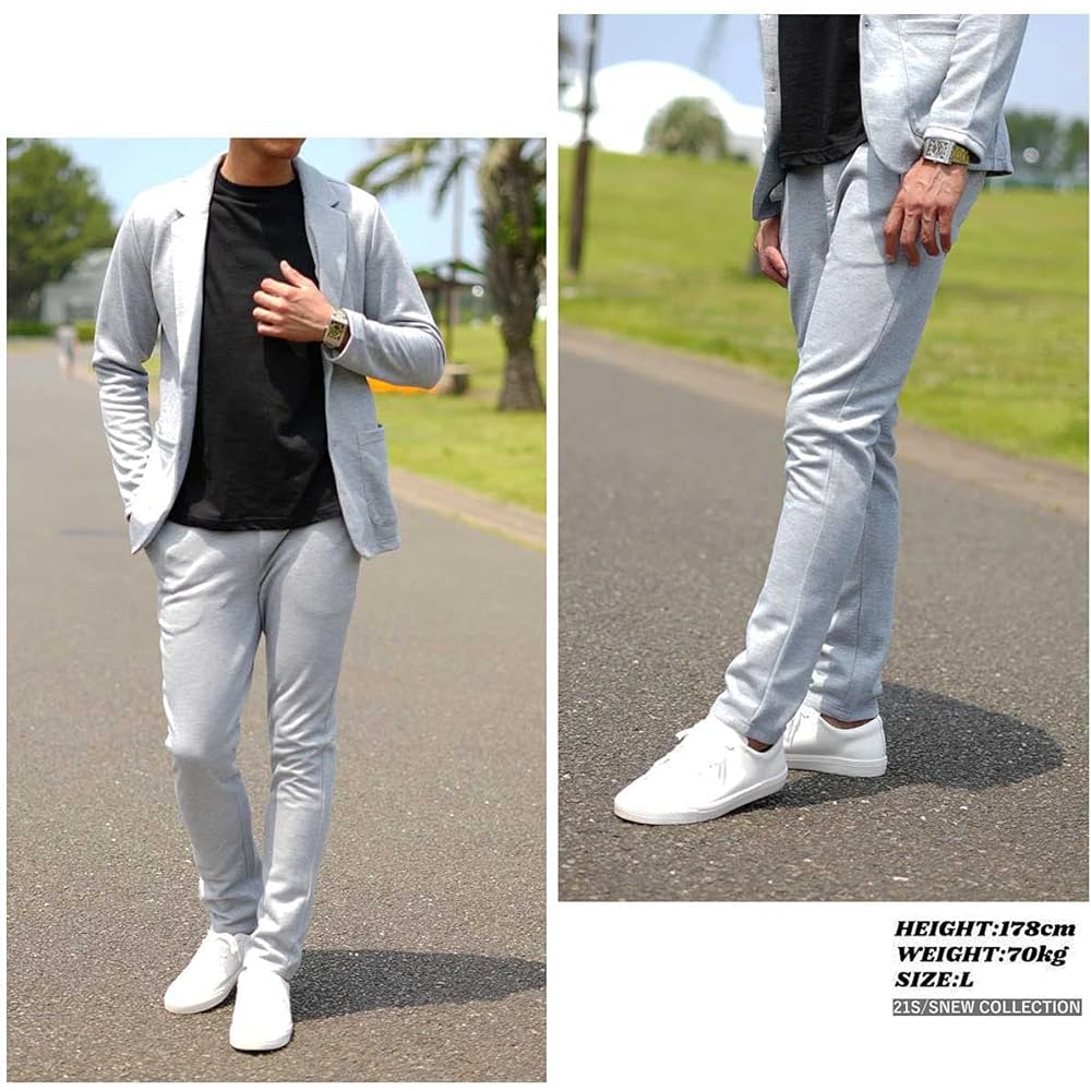 [slow&easy] Sweat Tailored Jacket Setup Stretch Material [Casual suit made of stretch material, easy to move in and has a beautiful silhouette] Recommended for telework and office casual wear