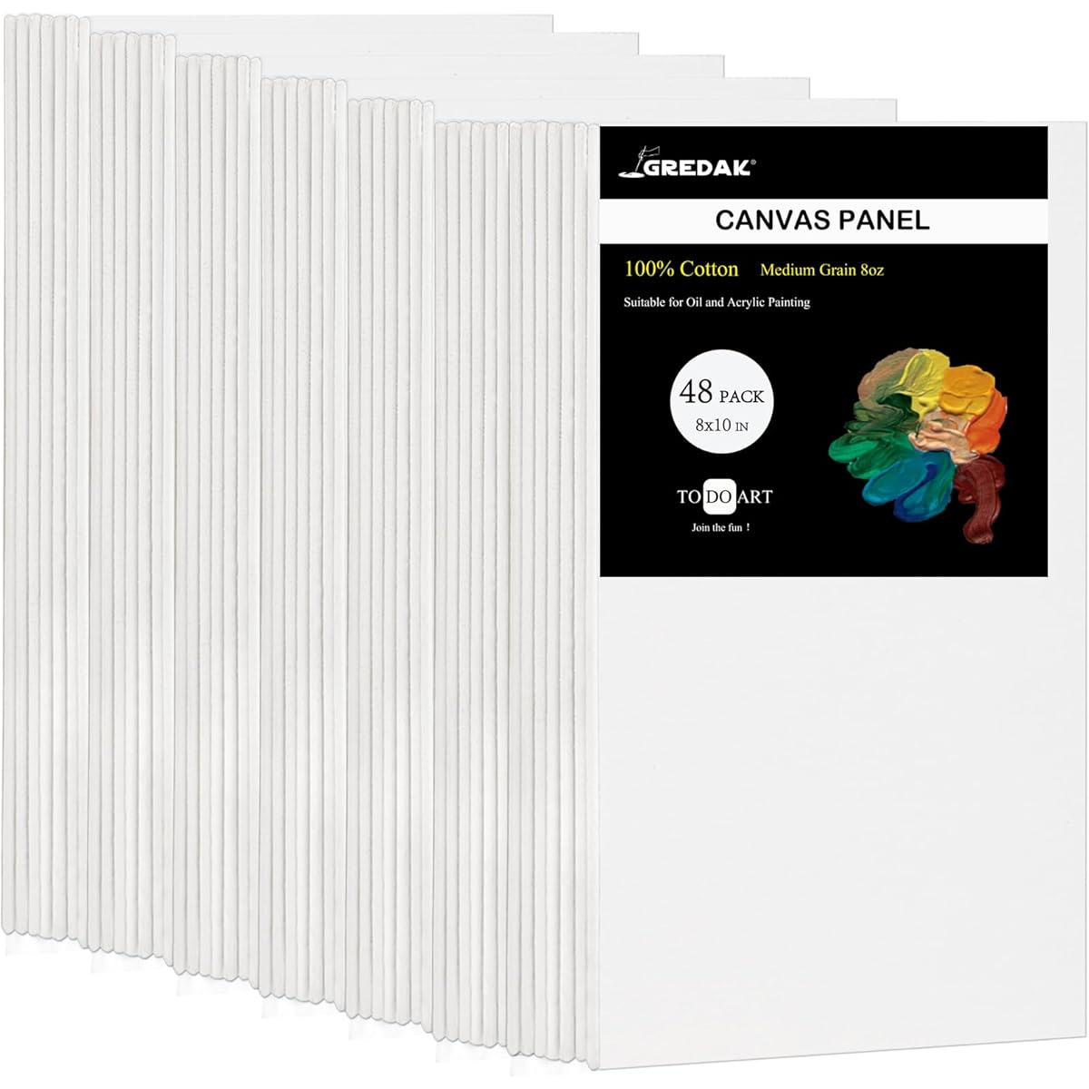 Gredak 48 Pack Canvas for Paintings, 8x10 Inch 100% Cotton Painting Canvas Panels, Canvas Boards for Paintings, Art Supplies for Oil Paints, Acrylic Paints, Gouache, Watercolor Paints