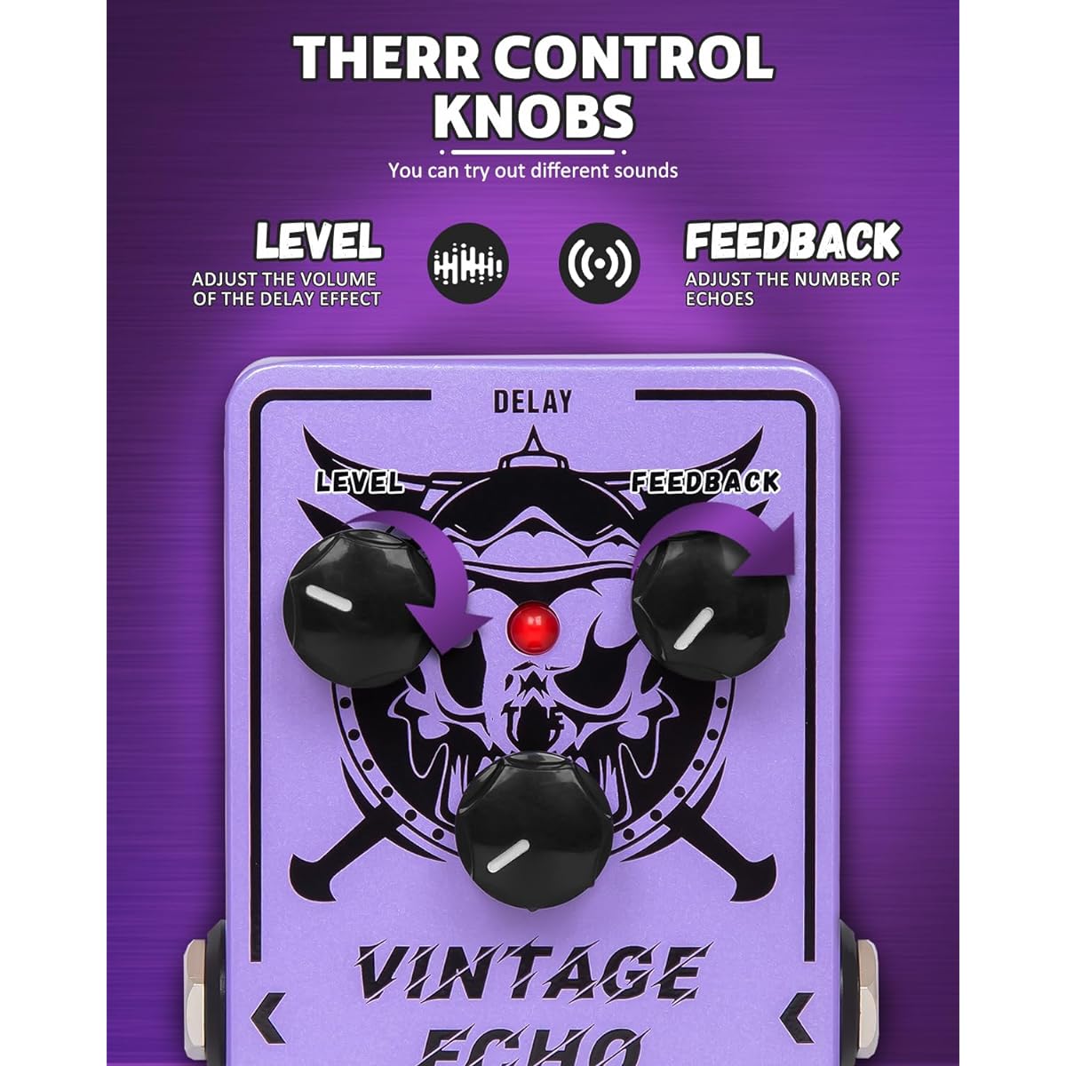 STRICH VINTAGE ECHO Guitar Delay Pedal, Analog Delay Guitar Effect Pedal Vintage True Bypass
