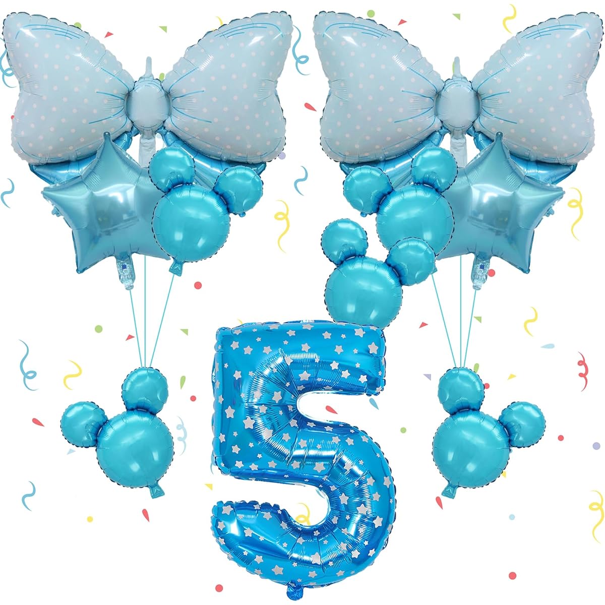 10 Minnie Balloons, Blue Minnie 5th Birthday Party Supplies, Giant Bow, Birthday Party Balloons, Birthday Party Decorations